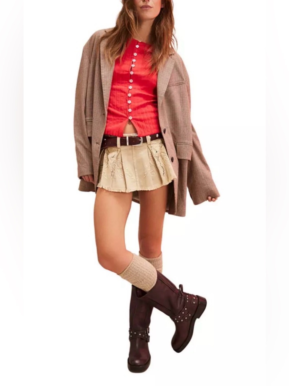 NWT Free People Tilly Long Sleeve Cardi-High Risk Red